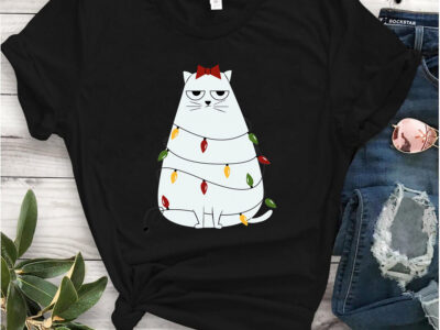 Cat Christmas Lights Shirt