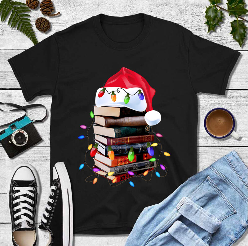 Christmas Book Shirt Santa Hat