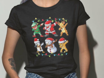 Elf Santa Reindeer Snowman Gingerbread Dabbing Christmas Shirt