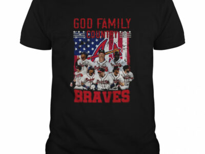 God Family Country Atlanta Braves Signatures American Flag Classic T-Shirt