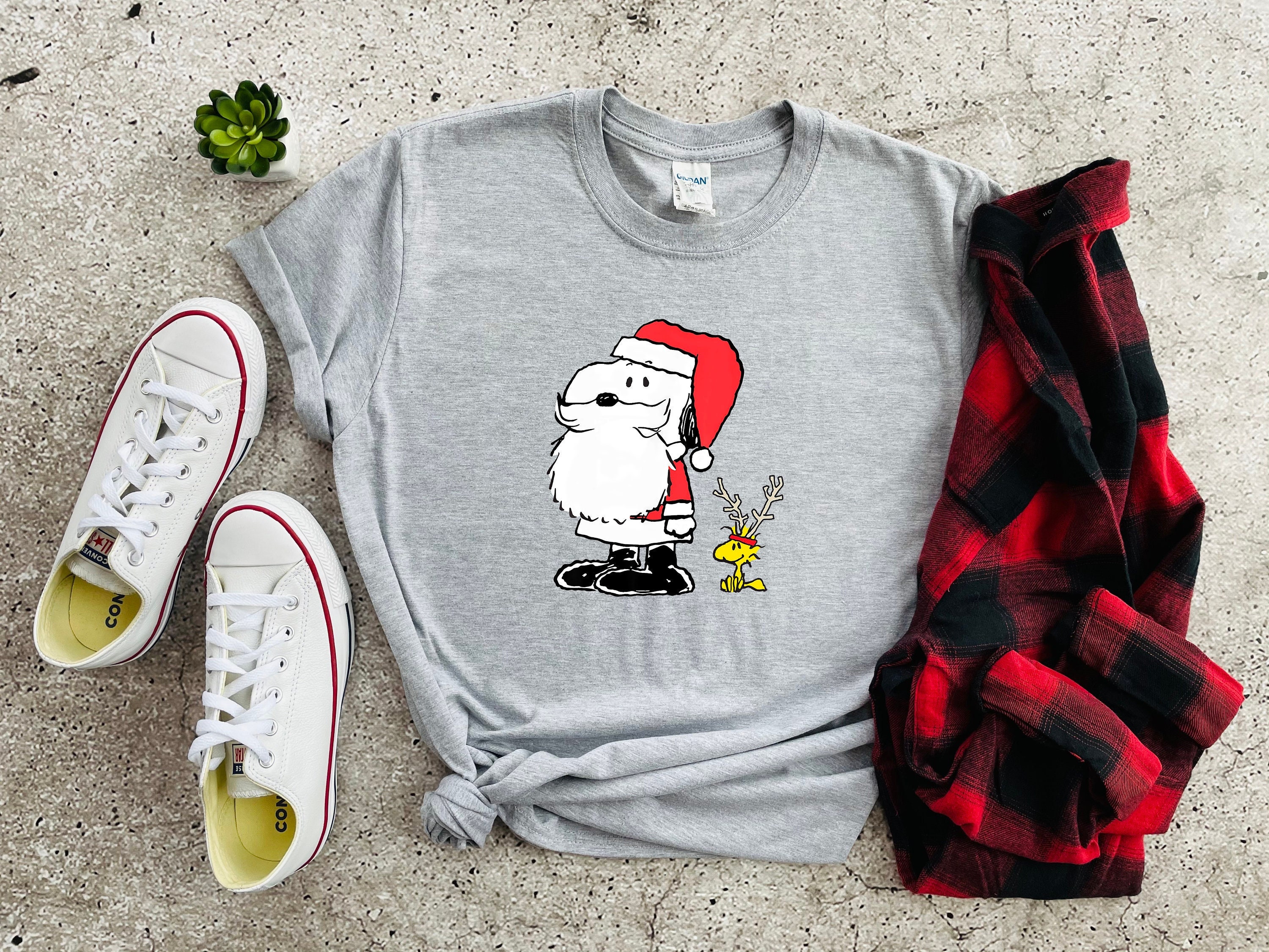 Santa Snoopy And ReindeerWoodstock Funny Christmas Shirt