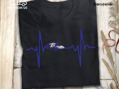 Baltimore Ravens Heartbeat American Football Team T Shirt