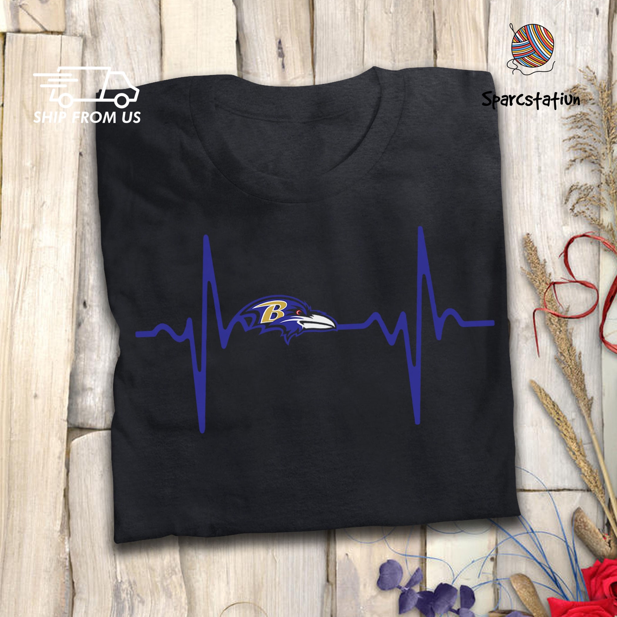 Baltimore Ravens Heartbeat American Football Team T Shirt
