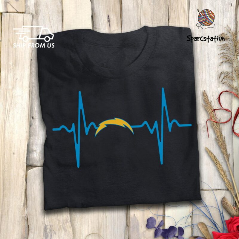 Los Angeles Chargers Heartbeat American Football Team T Shirt