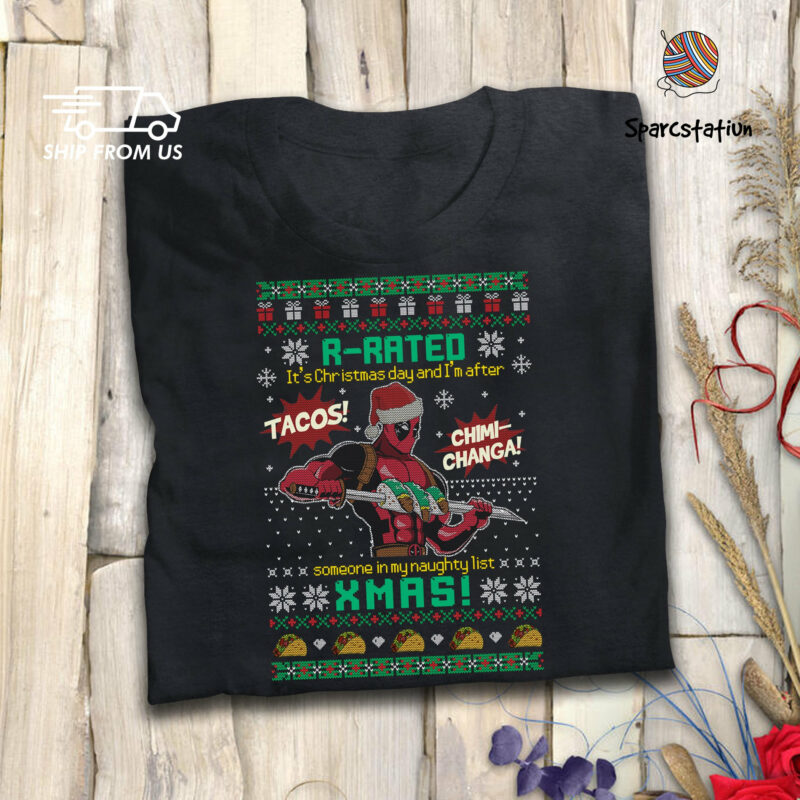 It’s Christmas And I’m After Tacos  Christmas Deadpool T Shirt