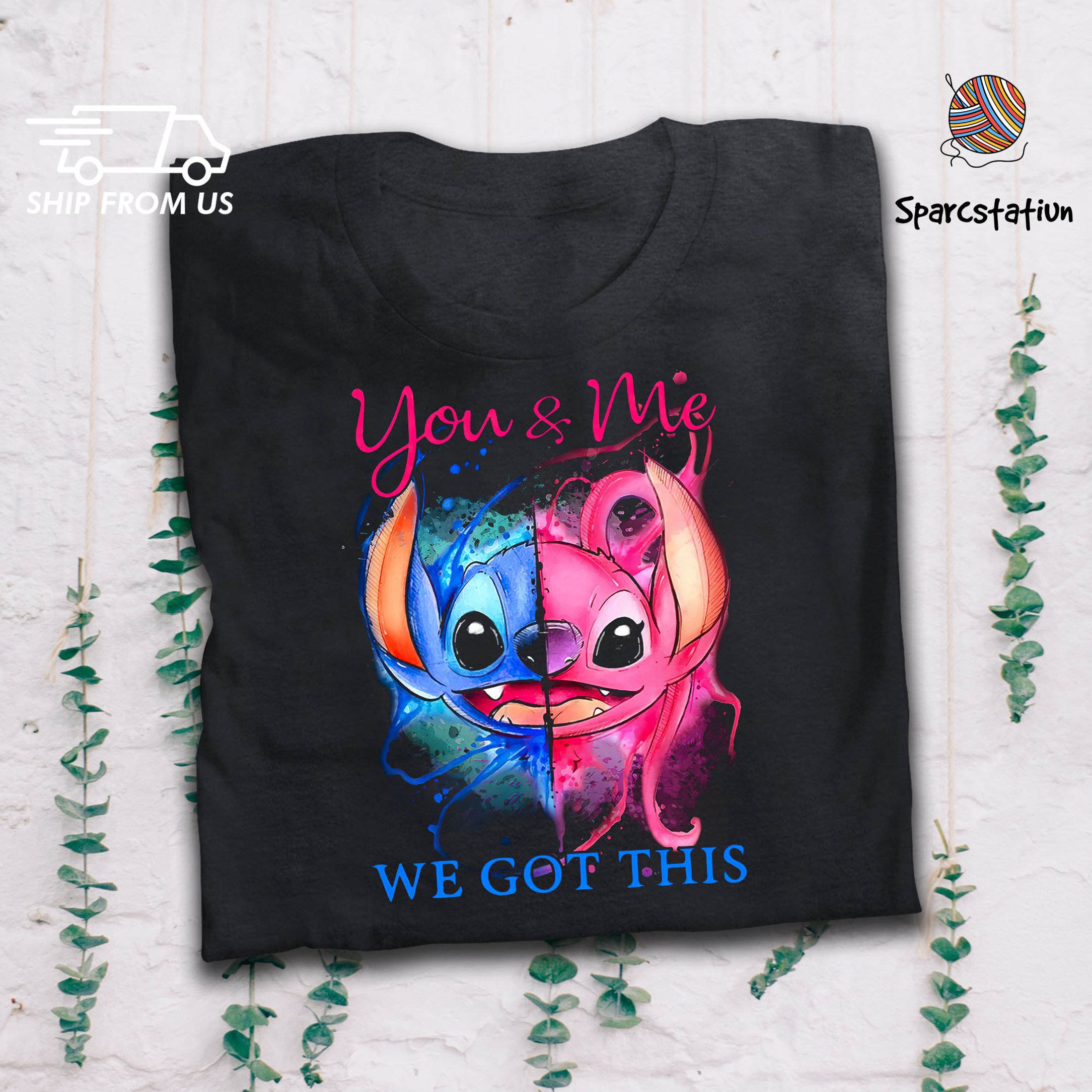 You And Me We Got This Funny Stitch And Angel T Shirt Valentine's Day Gifts