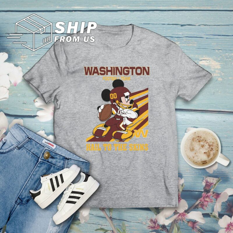 Hail To The Skins Slogan Mickey Washington American Football Team T Shirt