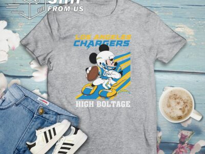 Los Angeles Chargers Team High Boltage Slogan Mickey Mouse Football Team T Shirt