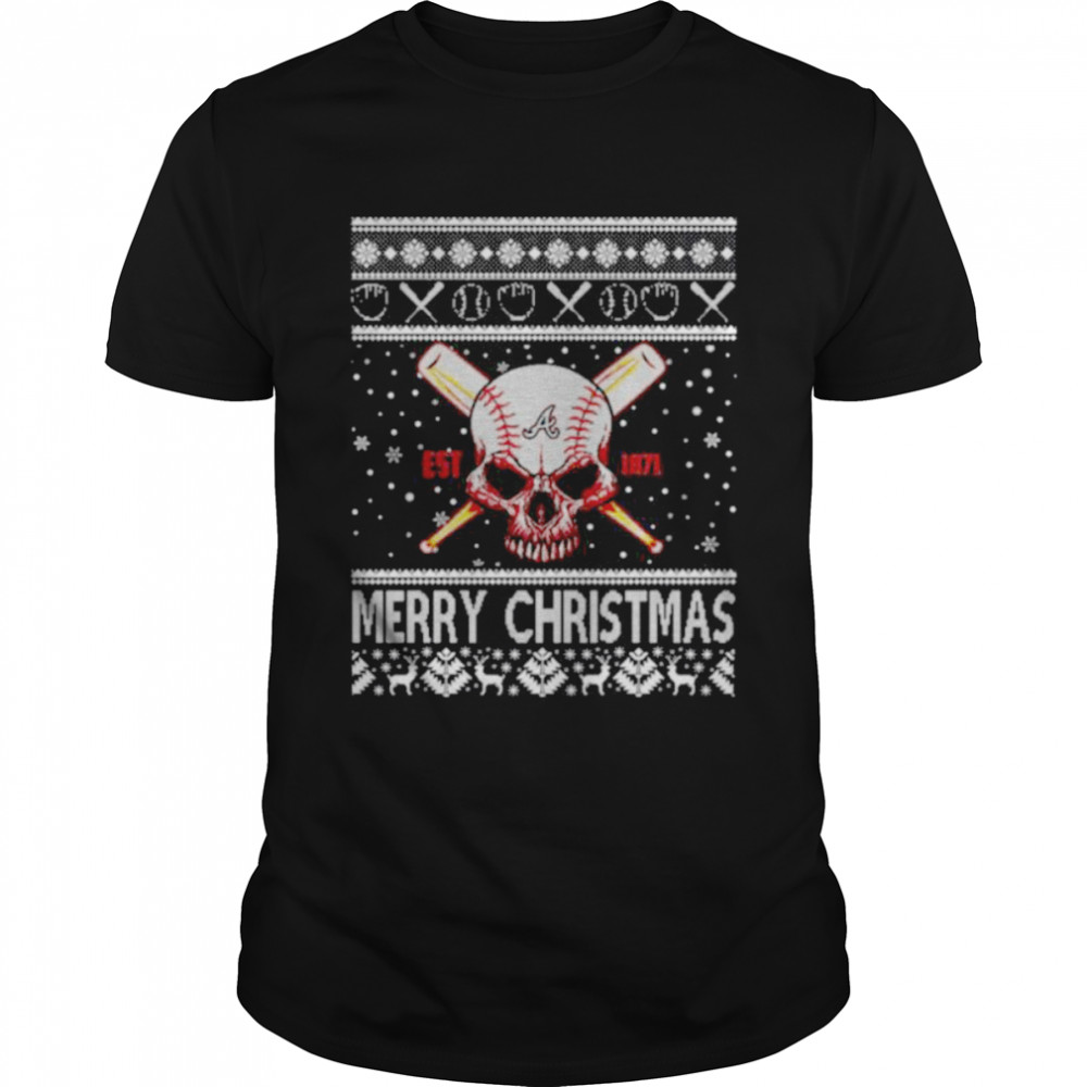 Skull Atlanta Braves Est 1871 Merry Christmas Gifts T-Shirt