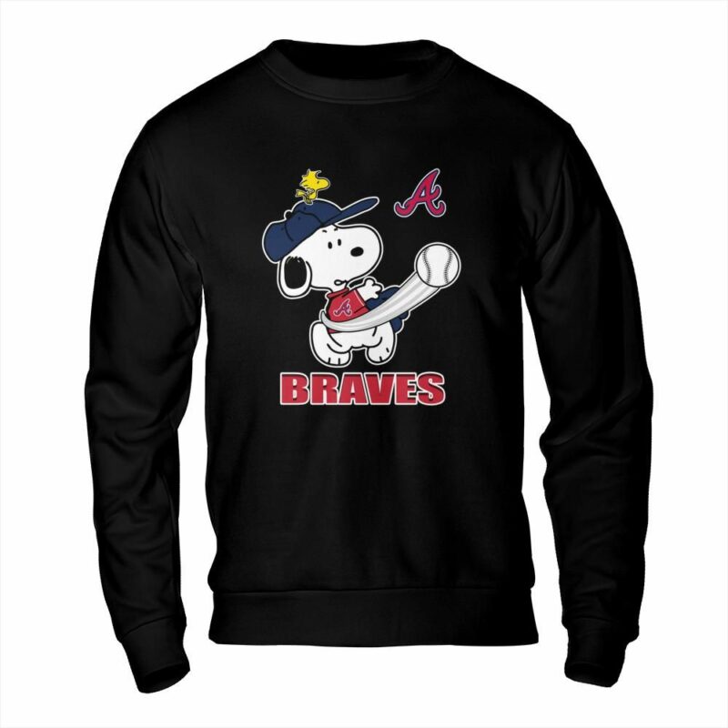 Atlanta Braves Snoopy Woodstock play Baseball  T Shirt