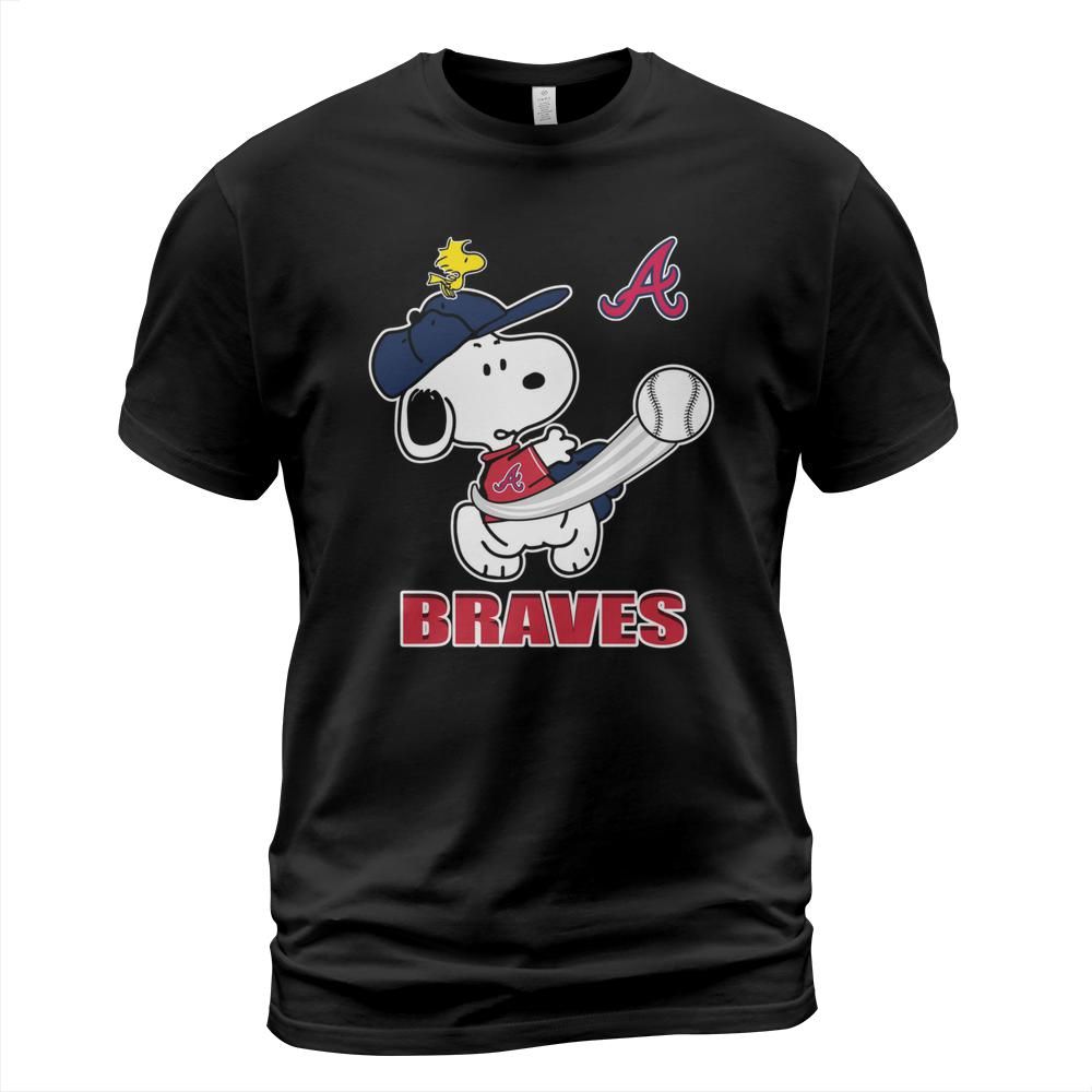 Atlanta Braves Snoopy Woodstock play Baseball  T Shirt