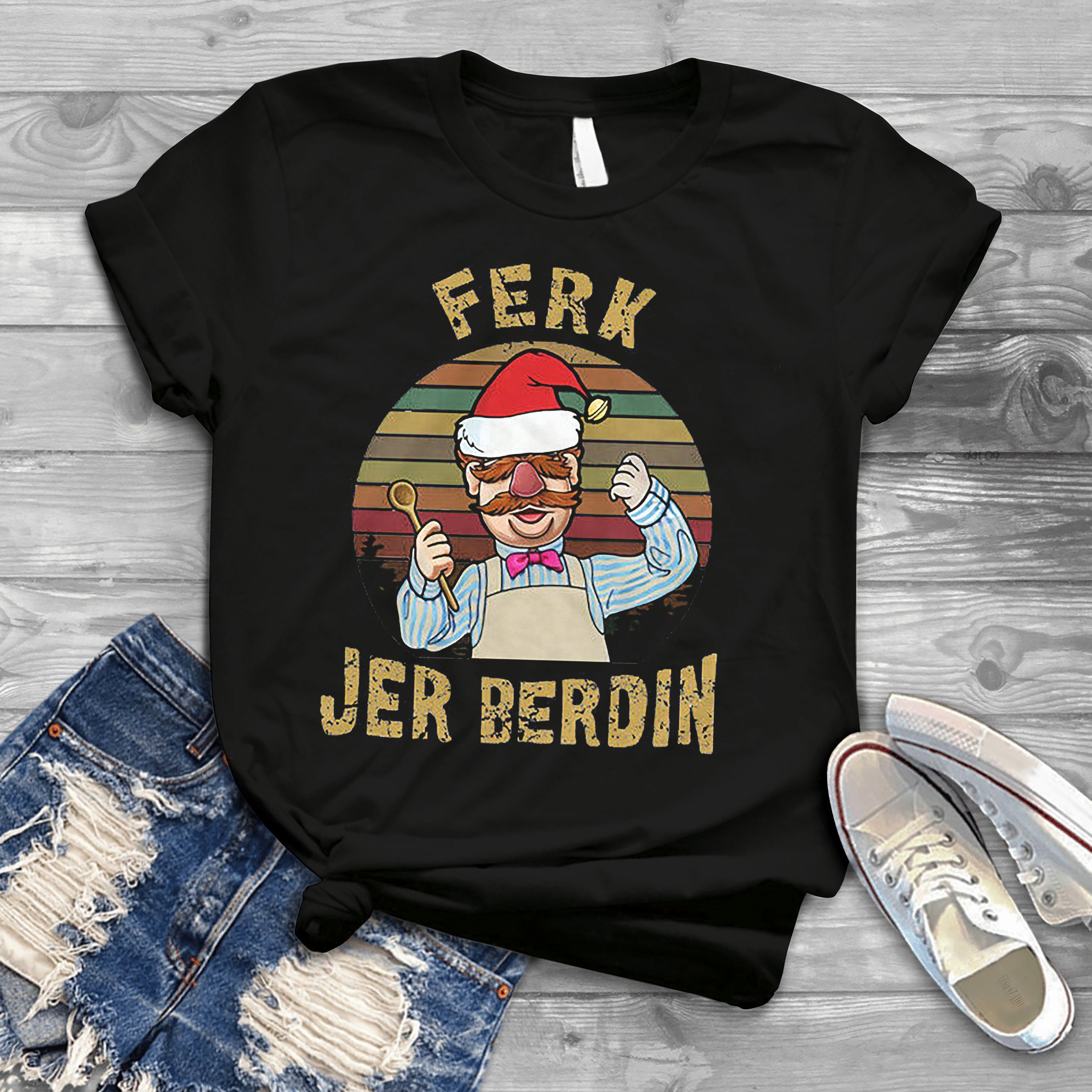 Ferk Jer Berdin Swedish Chef Santa Christmas Retro Vintage TShirt