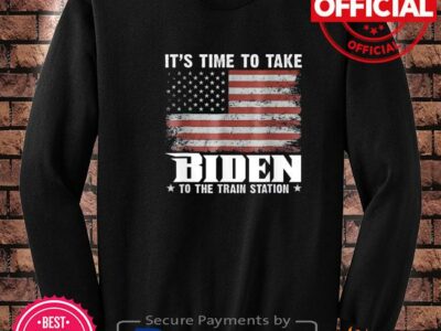 Its time to take biden to the train station American flag shirt