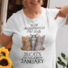 Never Underestimate An Old Lady Loves Cat And Born In January Shirt