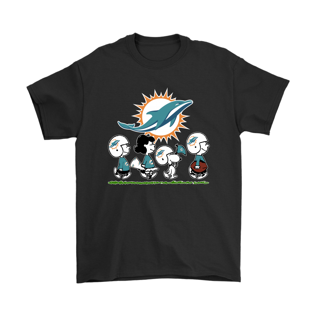 Peanuts Snoopy Football Team With The Miami Dolphins NFL Shirts Hersmiles
