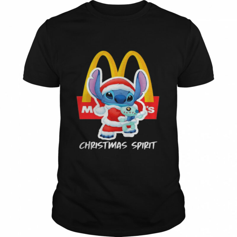 Santa Stitch Merry Christmas McDonalds shirt