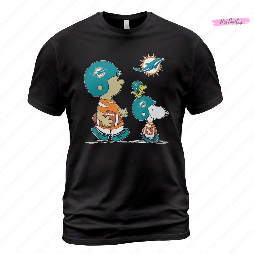 Snoopy Charlie Brown Miami Dolphins Shirt - Hersmiles