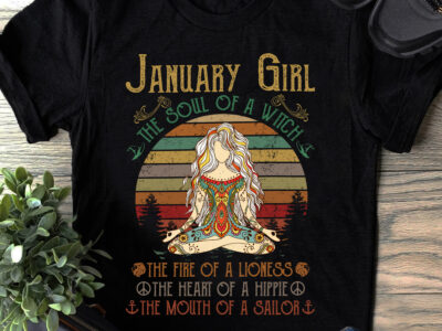 Vintage Yoga January Girl Shirt The Soul Of A Witch