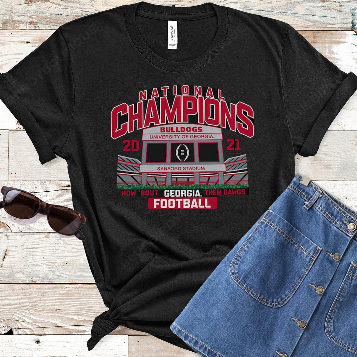 Georgia Bulldogs Blue 84 College Football Playoff 2021 National Champions Stadium Shirt