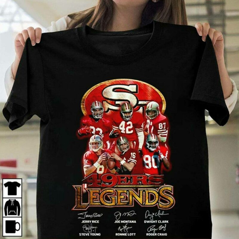San Francisco 49ers Legends team signatures tshirt