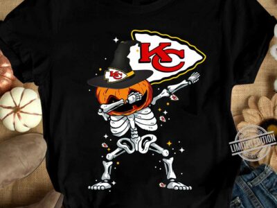 Skeleton Pumpkin Dabbing Kansas City Chiefs Happy Halloween Shirt