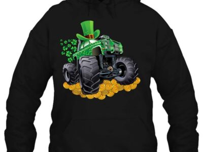 Hottest Leprechaun Monster Truck Shamrock St Patrick Day Boys Gift Shirt