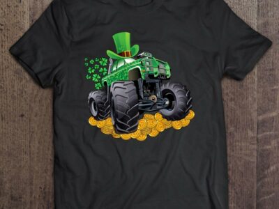 Hottest Leprechaun Monster Truck Shamrock St Patrick Day Boys Gift Shirt