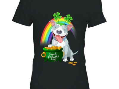 Hottest Pitbull Dog Irish Leprechaun Rainbow Saint St Patrick Day Shirt