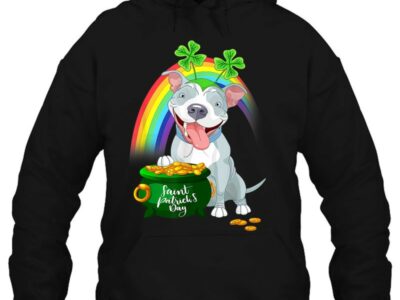 Hottest Pitbull Dog Irish Leprechaun Rainbow Saint St Patrick Day Shirt