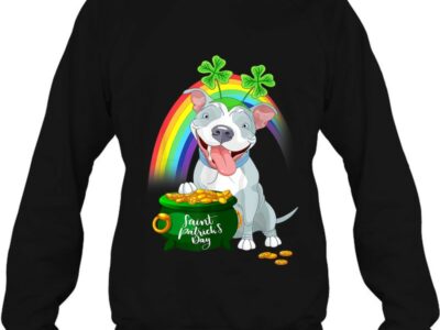 Hottest Pitbull Dog Irish Leprechaun Rainbow Saint St Patrick Day Shirt