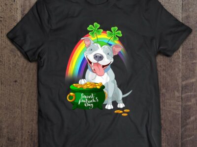 Hottest Pitbull Dog Irish Leprechaun Rainbow Saint St Patrick Day Shirt