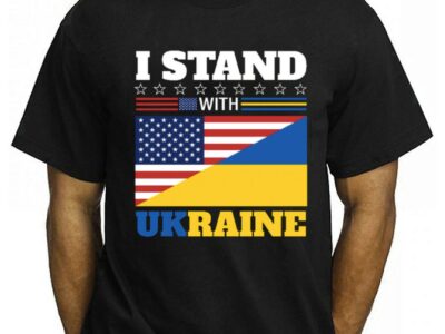 I Stand With Ukraine Us Flag Tee Shirt