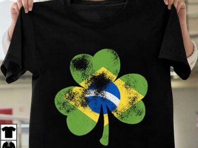 Irish St Patrick‘s Day Brazilian Flag Shamrock Brazil Flag