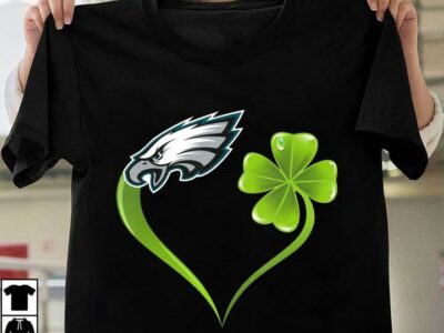 New Official Irish Patrick Day Shamrock Heart Football Team Philadelphia Eagle T Shirt