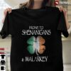 New Official Irish Prone To Shenanigans And Malarkey Funny St Patrick‘s Day T Shirt