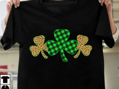New Official Irish Shamrock Leopard Printed Clover Plaid Women St Patrick‘s Day T Shirt