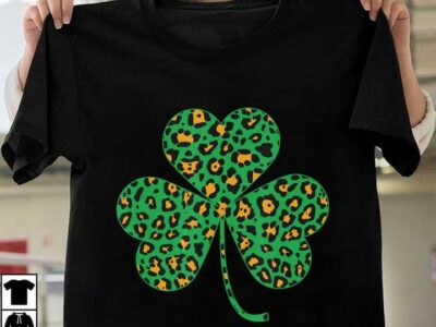 New Official Irish Shamrocks Leopard Print Cheetah St Patrick‘s Day Gift T Shirt