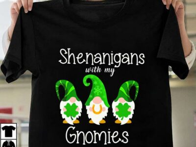 New Official Irish Shenanigans With My Gnomies Shamrock Clover St Patrick‘s T Shirt