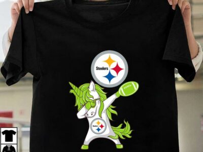 New Official Irish St Patrick Day Dabbing Unicorn Football Pittsburgh Steeler T Shirt