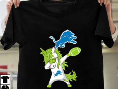 New Official Irish St Patrick Day Dabbing Unicorn Football Team Detroit Lion T Shirt