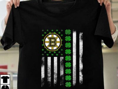 New Official Irish St Patrick Day Hockey Flag Team Boston Bruin T Shirt