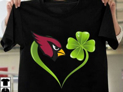 New Official Irish St Patrick Day Shamrock Heart Football Team Arizona Cardinal T Shirt
