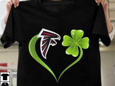 New Official Irish St Patrick Day Shamrock Heart Football Team Atlanta Falcon T Shirt
