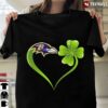 New Official Irish St Patrick Day Shamrock Heart Football Team Baltimore Raven T Shirt
