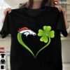 New Official Irish St Patrick Day Shamrock Heart Football Team Denver Bronco T Shirt