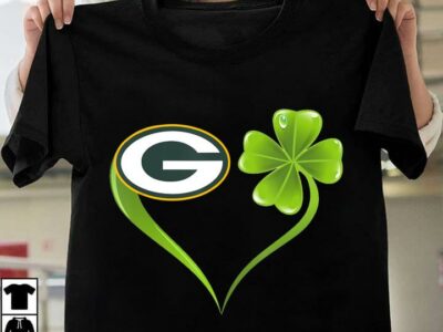 New Official Irish St Patrick Day Shamrock Heart Football Team Green Bay Packer T Shirt