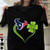 New Official Irish St Patrick Day Shamrock Heart Football Team Houston Texan T Shirt