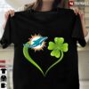 New Official Irish St Patrick Day Shamrock Heart Football Team Miami Dolphin T Shirt