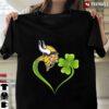 New Official Irish St Patrick Day Shamrock Heart Football Team Minnesota Viking T Shirt