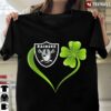 New Official Irish St Patrick Day Shamrock Heart Football Team Oakland Raider T Shirt